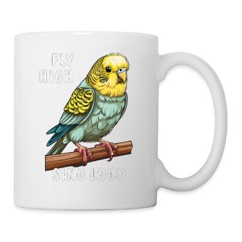 OISEAU PERRUCHE VOLER HAUT CHANTER FORT - Mug blanc - blanc - Droite