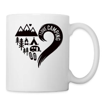 Heart of camping motifs - I Love Camping Shirt - Mug - white - Right