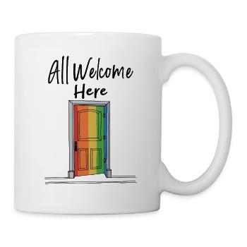Tous les bienvenus ici Arc-en-ciel Bienvenue - Mug blanc - blanc - Droite