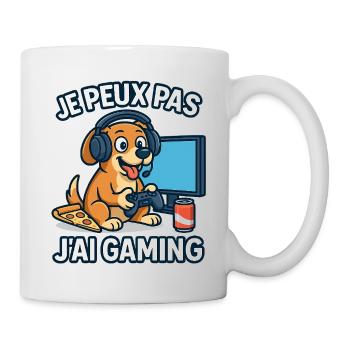 Je peux pas j'ai gaming. Chien geek. - Mug blanc - blanc - Droite