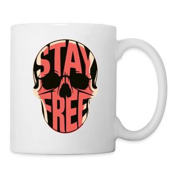SKULL, STAY FREE - Mug - white - Right