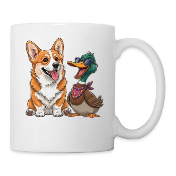 Corgi and duck - Mug - white - Right
