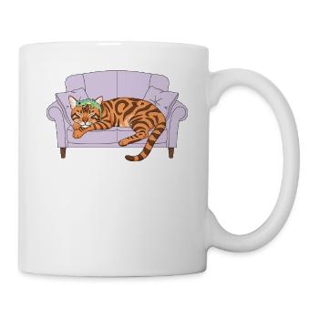 Katze und Gecko - Tasse - Weiß - Rechts