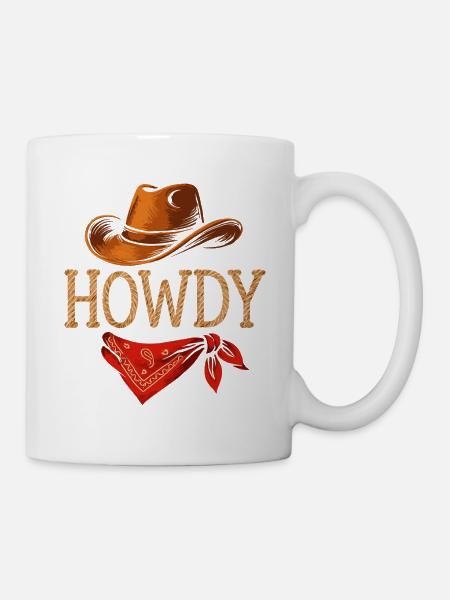 Howdy Cowboy Hat and Bandana Style - Mug - white