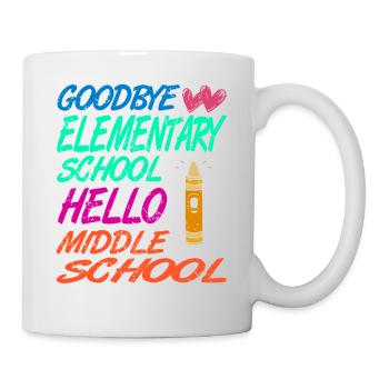 Au revoir, Primaire, Bonjour, Parcours au collège - Mug blanc - blanc - Droite