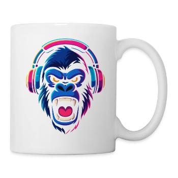 Neon Gorilla With Headphones - Mug - white - Right