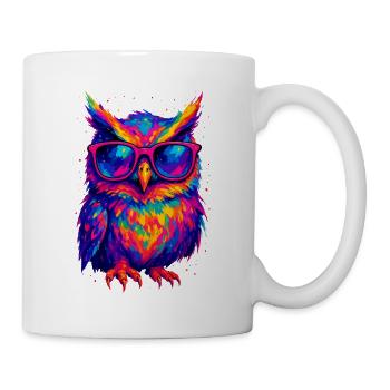 Owl Colorful Pop Art Owl Eagle Owl Rainbow Colors - Mug - white - Right