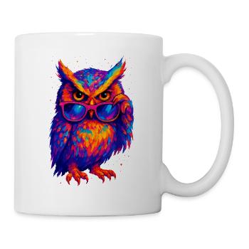 Owl Colorful Pop Art Owl Eagle Owl Rainbow Colors - Mug - white - Right