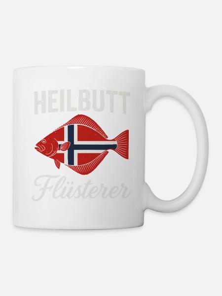 Kveitehviskere Norges flagg - Kopp - hvit