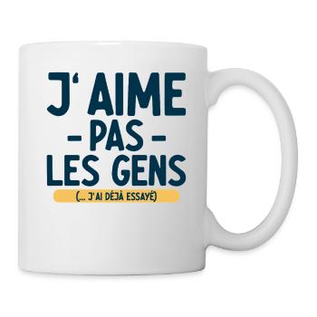 J’aime pas les gens T-shirt drôle français - Mug blanc - blanc - Droite