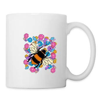 Retro Bee Bees Bumblebee Flower Kids - Mug - white - Right