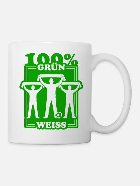 Grün Weiss Fussball - Tasse - Weiß
