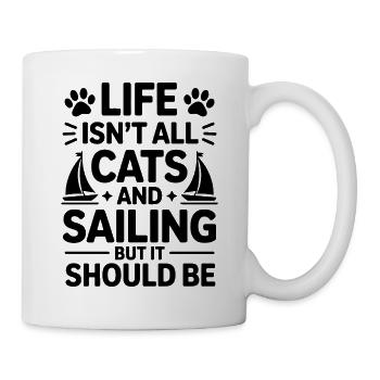 Segeln Spruch Katzen Segler Katze Segeln Geschenk - Tasse - Weiß - Rechts