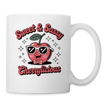 Süße & freche Kirsche mit Stil - Tasse - Weiß - Rechts