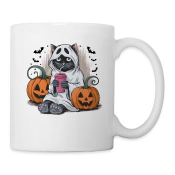 Halloween fantôme chat citrouille design - Mug blanc - blanc - Droite