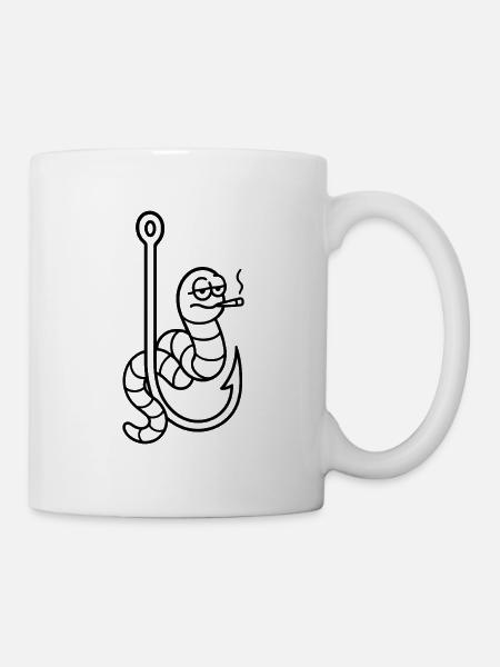 Cooler Wurm mit Zigarette - Tasse - Weiß