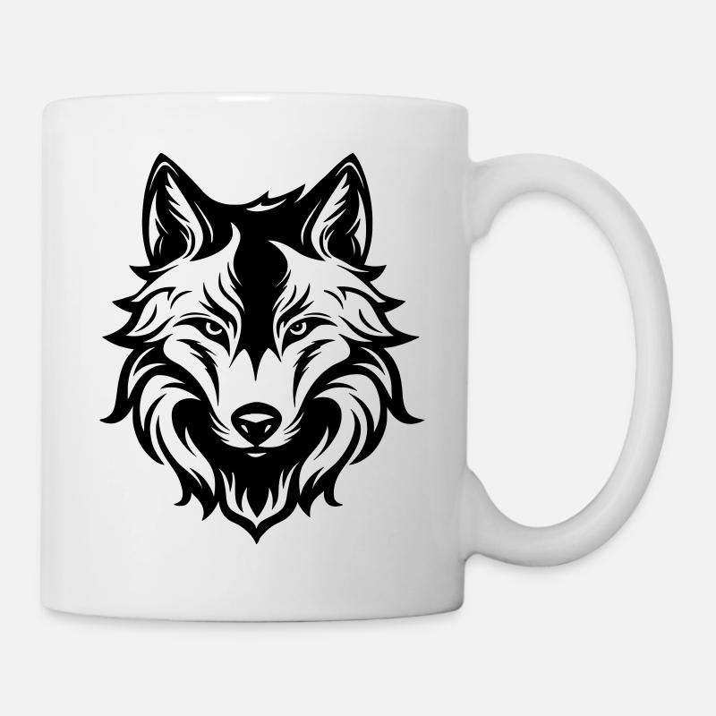 Conception de la silhouette de loup majestueux - Mug blanc - blanc