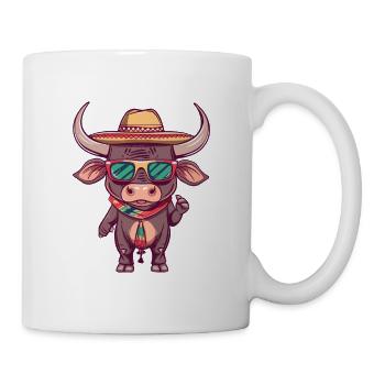 Stier Comic Lustig Sombrero - Tasse - Weiß - Rechts