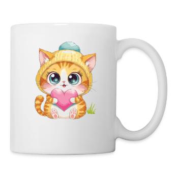 Chaton mignon avec cœur et chapeau - Mug blanc - blanc - Droite