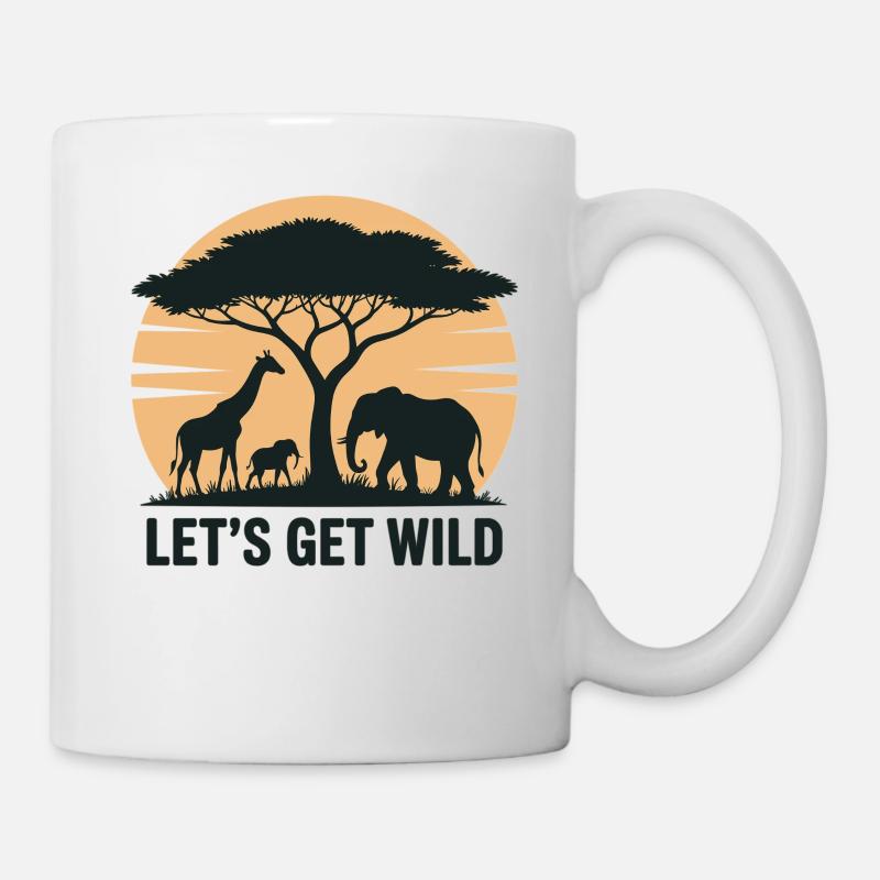 Safari Shirt – Let’s Get Wild mit Elefant und Co. - Tasse - Weiß