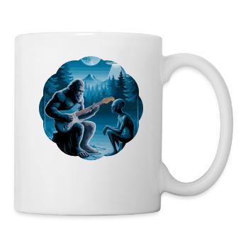 Bigfoot & Alien, Gitarre, Gitarrist - Tasse - Weiß - Rechts