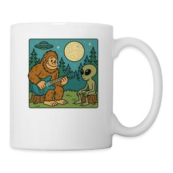 Bigfoot & Alien, Gitarre, Gitarrist - Tasse - Weiß - Rechts
