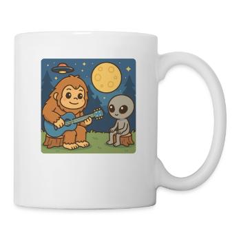 Bigfoot & Alien, Gitarre, Gitarrist - Tasse - Weiß - Rechts