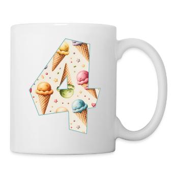 EISCREME NUMMER 4 JAHRE EIS 4. GEBURTSTAG - Tasse - Weiß - Rechts