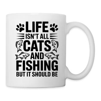 Fishing Saying Fishing Cat Funny Angler Gift - Mug - white - Right