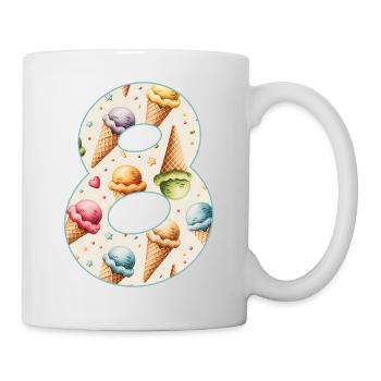 EISCREME NUMMER 8 JAHRE EIS 8. GEBURTSTAG - Tasse - Weiß - Rechts