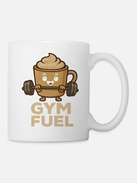 Gym Fuel Café Drôle Dessin animé - Mug blanc - blanc