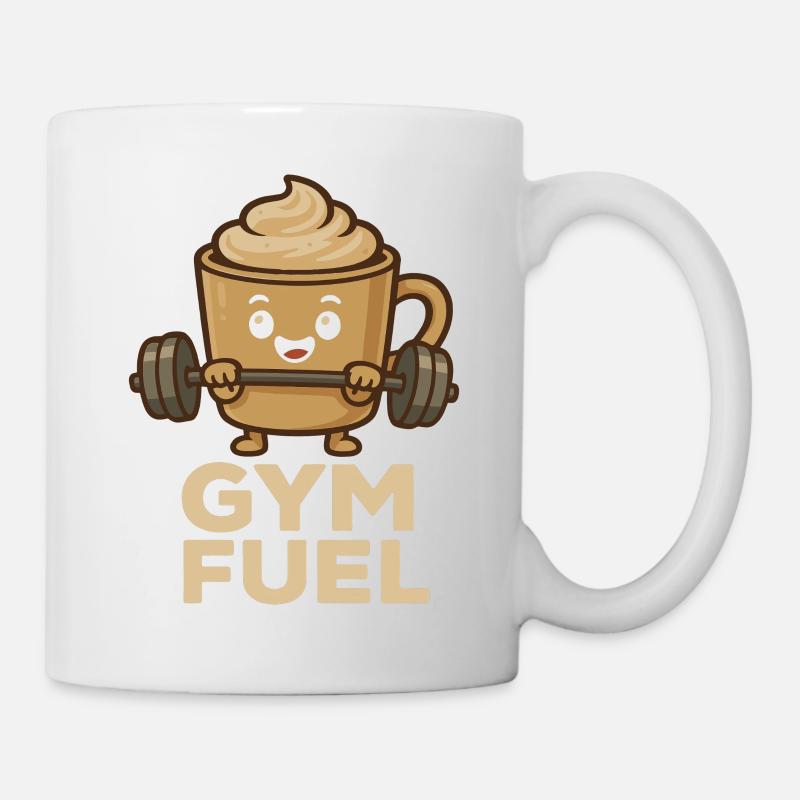 Gym Fuel Café Drôle Dessin animé - Mug blanc - blanc