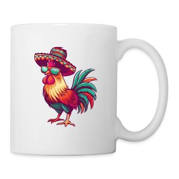 Coq Bande Dessinée Drôle Sombrero - Mug blanc - blanc - Droite