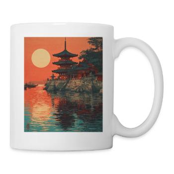 Coucher de soleil japonais serein au bord de la rivière - Mug blanc - blanc - Droite