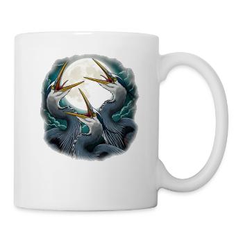 Drei Blaureiher Mond Heulen - Tasse - Weiß - Rechts