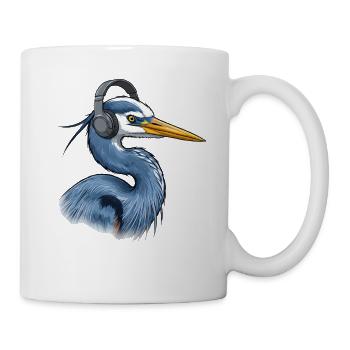Reiher mit Kopfhörer - Tasse - Weiß - Rechts