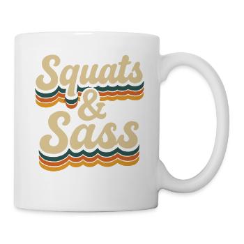 Squats & Sass Retro Fitness Style - Mug - white - Right