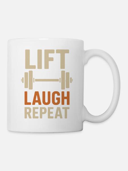 Lift Laugh Repeat Fitness Humor - Mug - white