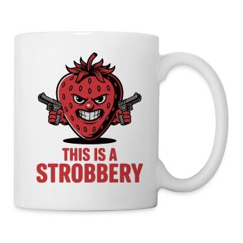 Erdbeer-Raub! Frucht trifft Humor auf T-Shirt - Tasse - Weiß - Rechts