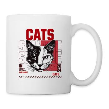 Katzenkunst mit energischem Design - Tasse - Weiß - Rechts