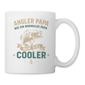 Angler Papa Wie Ein Normaler Papa Nur Viel Cooler - Tasse - Weiß - Rechts