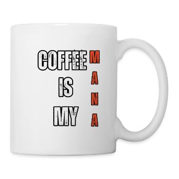 Kaffee ist mein Mana – Koffeinhaltiges Gamer T-Shirt - Tasse - Weiß - Rechts