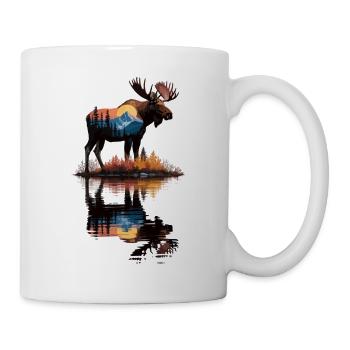 Moose Nature Reflection – Forest & Mountains - Mug - white - Right