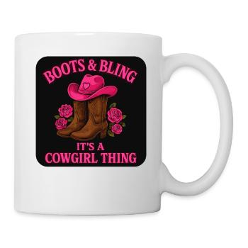 Cow girl: Boots & Bling – It's A Thing - Mug - white - Right