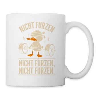 Funny Fitness Duck – Don't Fart! - Mug - white - Right