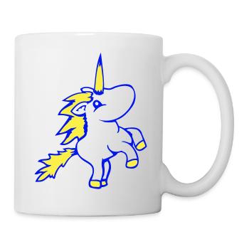 Unicorn Jumping Up Front Legs Cute Cartoon Horse - Mug - white - Right