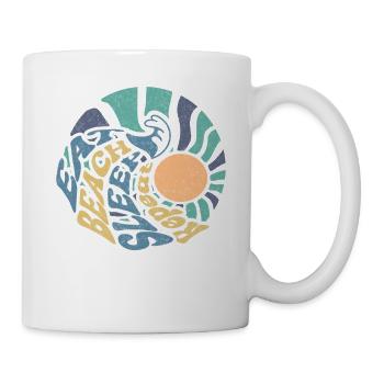 Manger Plage Dormir Répéter Vague Rétro - Mug blanc - blanc - Droite