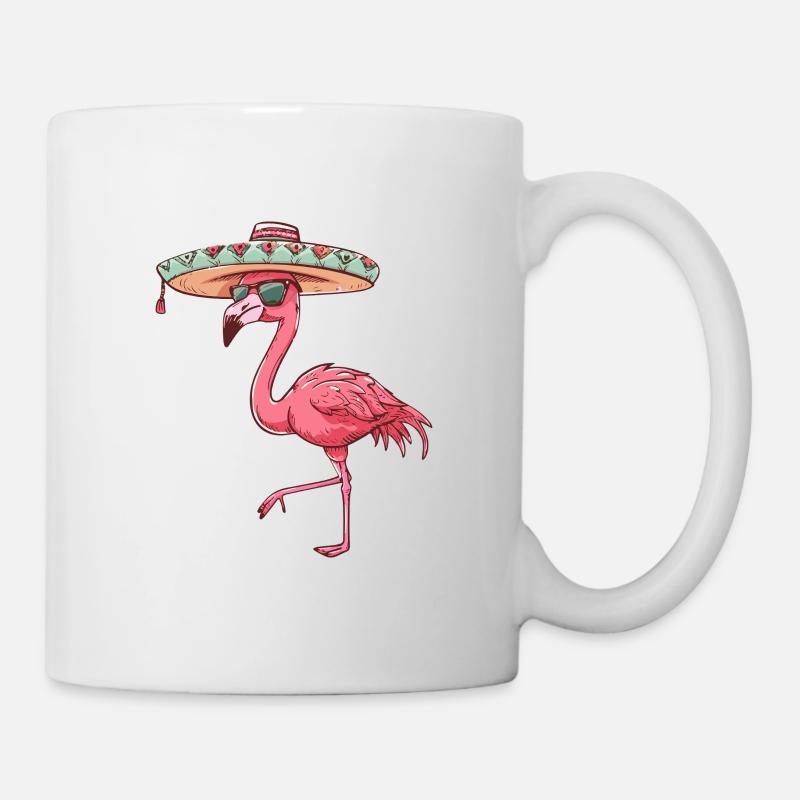 Flamingo Comic Lustig Sombrero - Tasse - Weiß