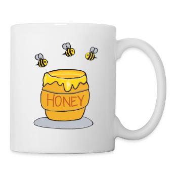 Pot de miel et abeilles occupées - Mug blanc - blanc - Droite