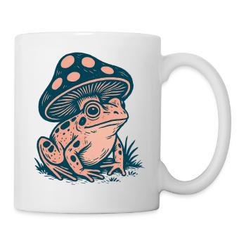 Vintage Pilzfrosch Cottagecore - Tasse - Weiß - Rechts